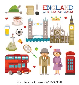 Vector England flat style art for travel and tourism