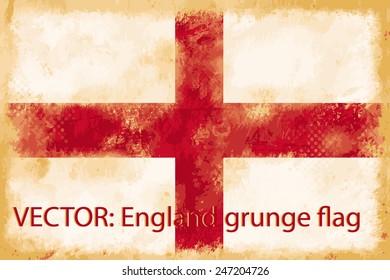 VECTOR: England grunge flag on the vintage paper using  for background