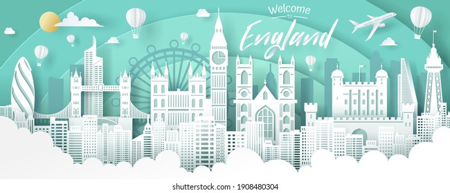 Vector of England landmark, travel and tourism concept. Eps 10 vector.