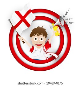Vector - England Soccer Fan Flag Cartoon