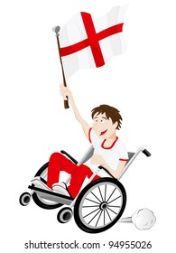 Vector - England Sport Fan Supporter on Wheelchair with Flag