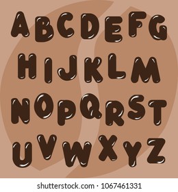 Vector English alphabet, drawn in chocolate and coffee style