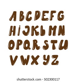 Vector English alphabet, drawn in chocolate style