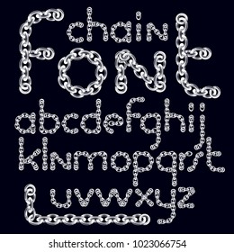 Vector English alphabet letters collection. Lower case decorative font created using connected chain link.