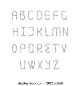 Vector English alphabet set. Striped zebrine letters.
