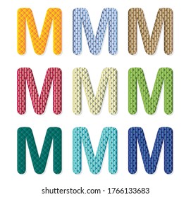 Vector English letter M with different color. Adobe Illustrator.