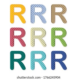 Vector English letter R with different color. Adobe Illustrator.