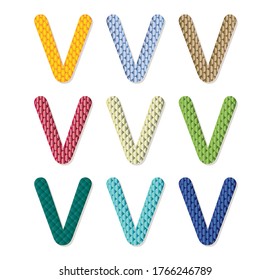 Letra vectorial en inglés V de diferente color. Adobe Illustrator.