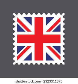 Bandera cuadrada vectorial en inglés. Sello de carta. Aislado sobre fondo gris.