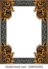 vector engraved frame design for photo frame or wedding invitation ornament