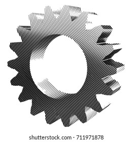Vector Engraved Gear. Black and White Gearwheel