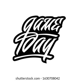 Vector engraved hand lettering logo for sport fans, decoration and print. Sketch of american football with typography quote. Sport label for tshirt, merch and print design