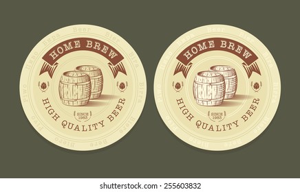 Vector engraved illustration of beer tags 