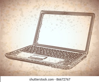 vector engraved laptop