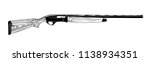 Vector engraved style illustration for posters, decoration and print. Hand drawn sketch of hunting gun in black isolated on white background. Detailed vintage etching style drawing.
