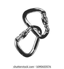 Vector engraved style illustration for posters, decoration and print. Hand drawn sketch of block chain in monochrome isolated on white background. Detailed vintage woodcut style drawing.