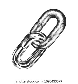 Vector engraved style illustration for posters, decoration and print. Hand drawn sketch of block chain in monochrome isolated on white background. Detailed vintage woodcut style drawing.