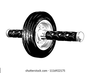 Vector engraved style illustration for posters, decoration and print. Hand drawn sketch of wheel rollout in black isolated on white background. Detailed vintage etching style drawing.