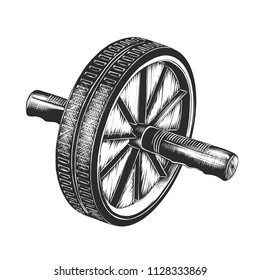 Vector engraved style illustration for posters, decoration and print. Hand drawn sketch of wheel rollout in monochrome isolated on white background. Detailed vintage woodcut style drawing.
