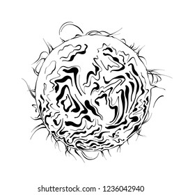 Vector engraved style illustration for posters, logo, emblem, decoration and print. Hand drawn sketch of sun planet in black isolated on white background. Detailed vintage etching style drawing.