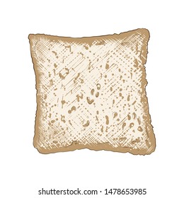 Vector engraved style illustration for posters, decoration, logo and print. Hand drawn sketch of piece of bread in colorful isolated on white background. Detailed vintage woodcut style drawing.