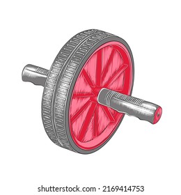 Vector engraved style illustration for posters, logo, decoration and print. Hand drawn sketch of red wheel rollout isolated on white background. Detailed vintage woodcut style drawing.