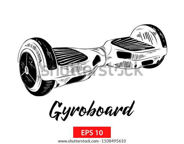 Vector engraved
style illustration for posters, decoration and print. Hand drawn
sketch of gyroboard in black isolated on white background. Detailed
vintage etching style
drawing.
