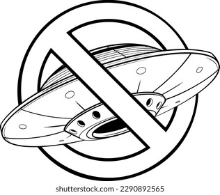 Vector engraved style illustration of ufo in monochrome isolated on white background.