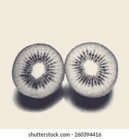 Vector engraved style one color illustration, kiwi