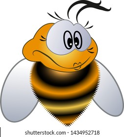 Vector engraving illustration of honey bee on white background