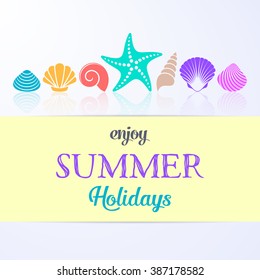 Vector enjoy summer holidays card with sea shells