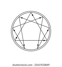 Vector enneagram icon. Simple line diagram of personality types