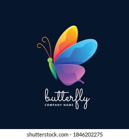 Vector Entertainment The Arts Logo Design Template - Butterfly Colorful Symbol