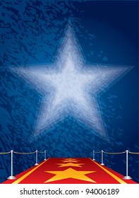 vector entertainment background with stars on red carpet