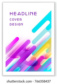 Vector  entertainment, business template with headline of cover, report, placard. Modern pastel concept, multicolor on wight background.Rainbow, futuristic abstract design,  trendy geometric shapes.