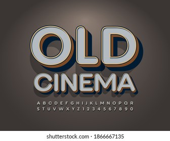 Vector entertainment flyer Old Cinema. Retro style Font. Vintage Alphabet Letters and Numbers set