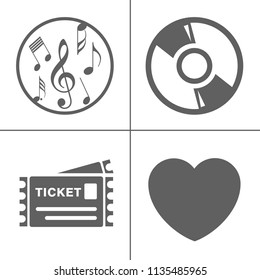 vector Entertainment icons set - multimedia, cinema, music sign symbol