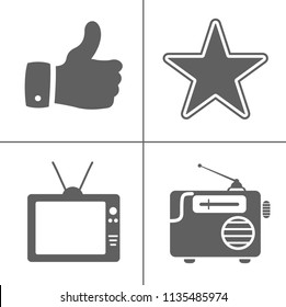 vector Entertainment icons set - multimedia, cinema, music sign symbol