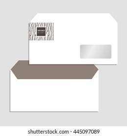 Vector envelop with the wood texture. Used pattern based on organic stripes shape. Modern style for business style.