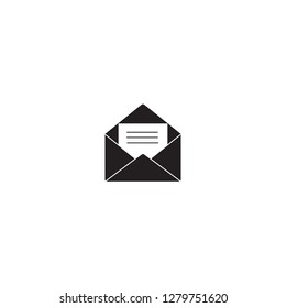 Vector envelope. Black flat opened envelope isolated on a background.