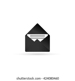 Vector envelope. Black opened envelope.