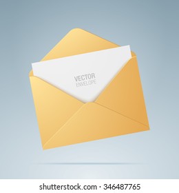 Vector envelope. Golden opened envelope isolated on a background. Realistic mockup.