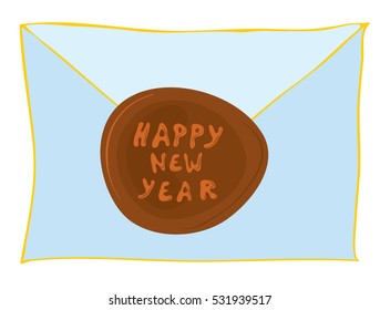 vector envelope with a greeting and a special stamp / happy new year 