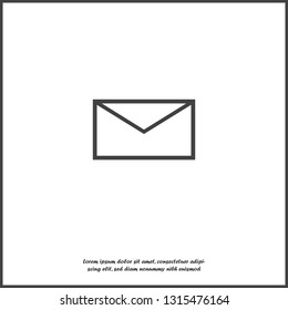 Vector envelope icon. E-mail message illustration on white isolated background. Layers grouped for easy editing illustration. For your design.