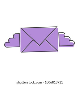 Vector envelope icon. E-mail message illustration cartoon style on white isolated background.