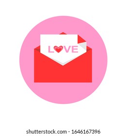 vector envelope icon. Illustration of open envelope lid and love letter in flat style