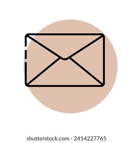 Vector envelope icon on the background of a beige circle
