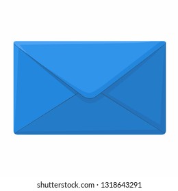 Vector envelope icon. Postal envelope
of blue color. Illustration of envelope in flat minimalism style.