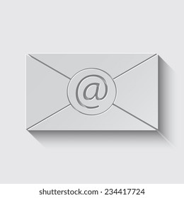Vector Envelope Icon with shadow on a grey background