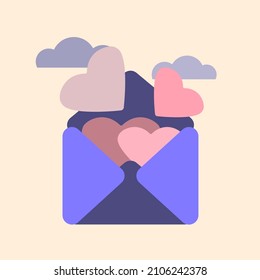 Vector envelope. Illustration of an open envelope with a heart. envelope icon.